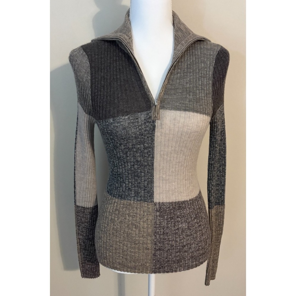 Autumn Cashmere 100% Purse Cashmere Colorblock Quarter Zip Sweater NWT Women's S